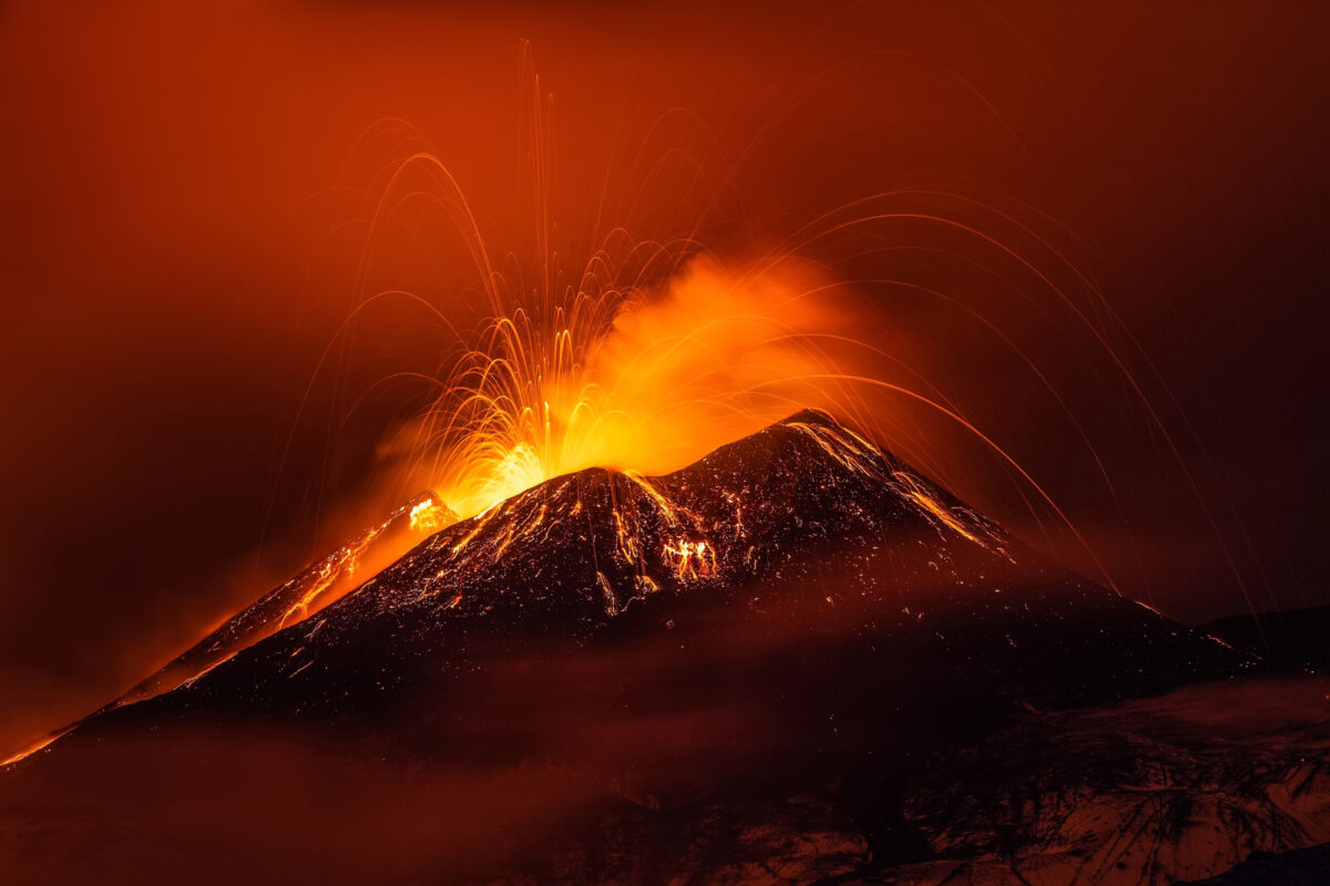 Mount Etna erupting